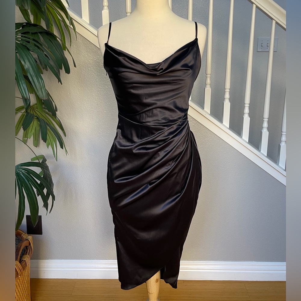 Elegant Black Satin Dress